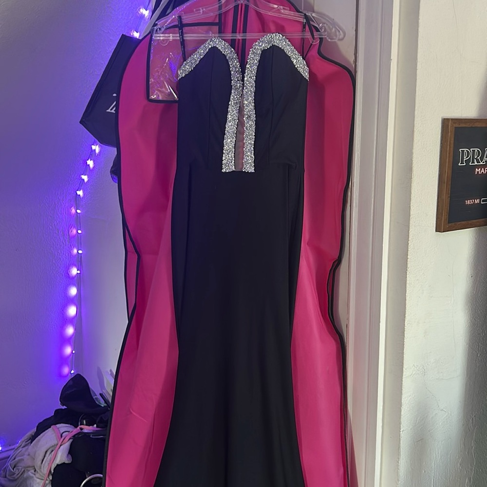 Elegant Black Dress with Silver Accents